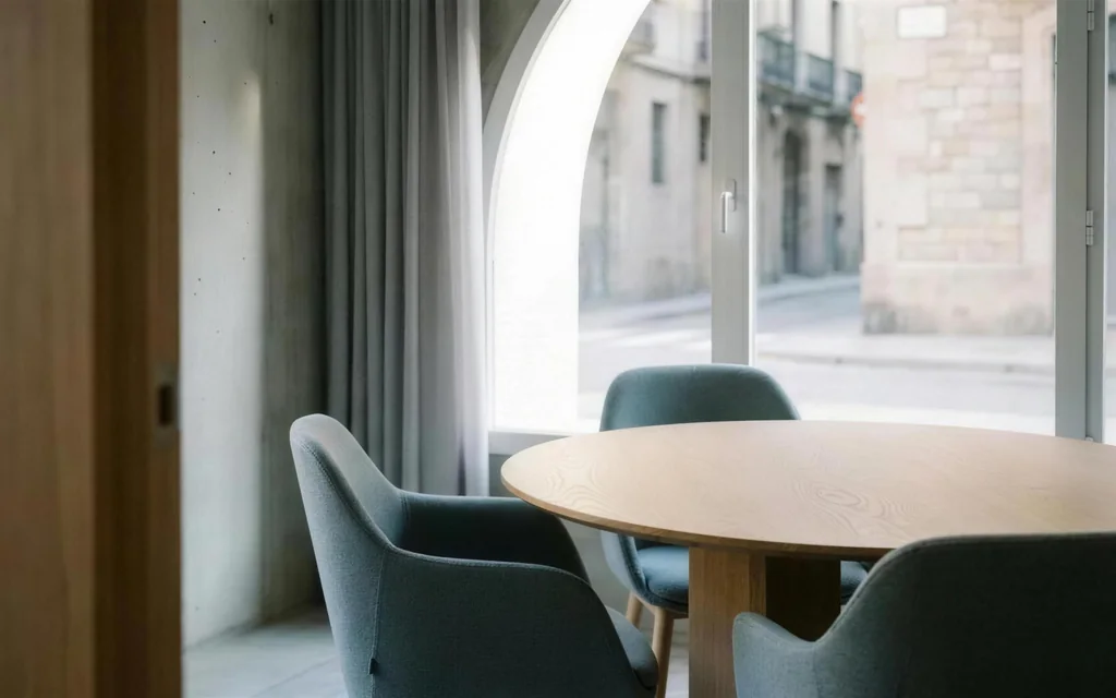Sala de reuniones de un despacho con luz de mañana